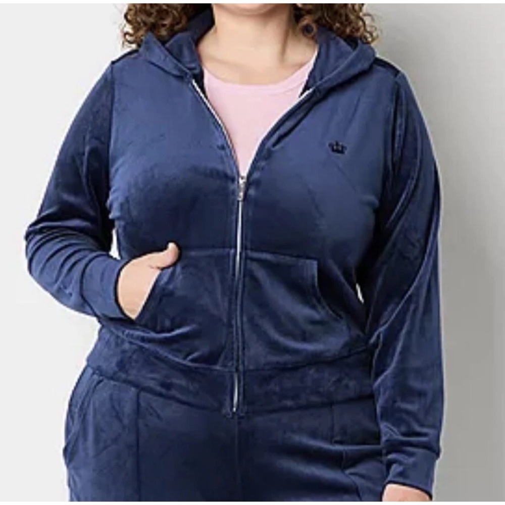 Juicy Couture Velour Zip Hoodie Set in Navy Blue Juniors 2XL